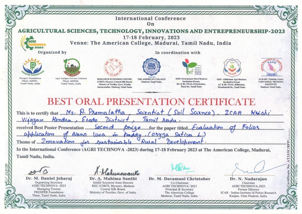 Best Oral Presentation Award